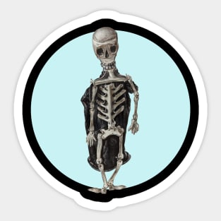 Halloween, Trick or Treat Mr. Bones Skeleton - Pale Blue and Black Sticker